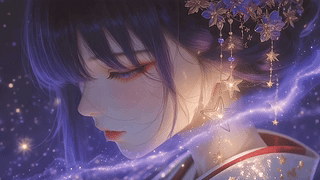 紫色粒子古装美女