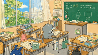 认真学习的小猫