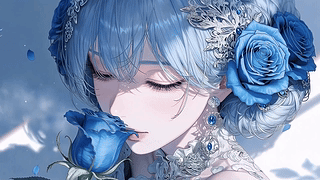 蓝色治愈系美女壁纸