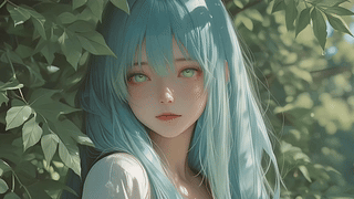 二次元绿发美女壁纸