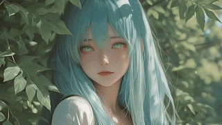 二次元绿发美女壁纸 动态壁纸 | 作者：辰东壁纸