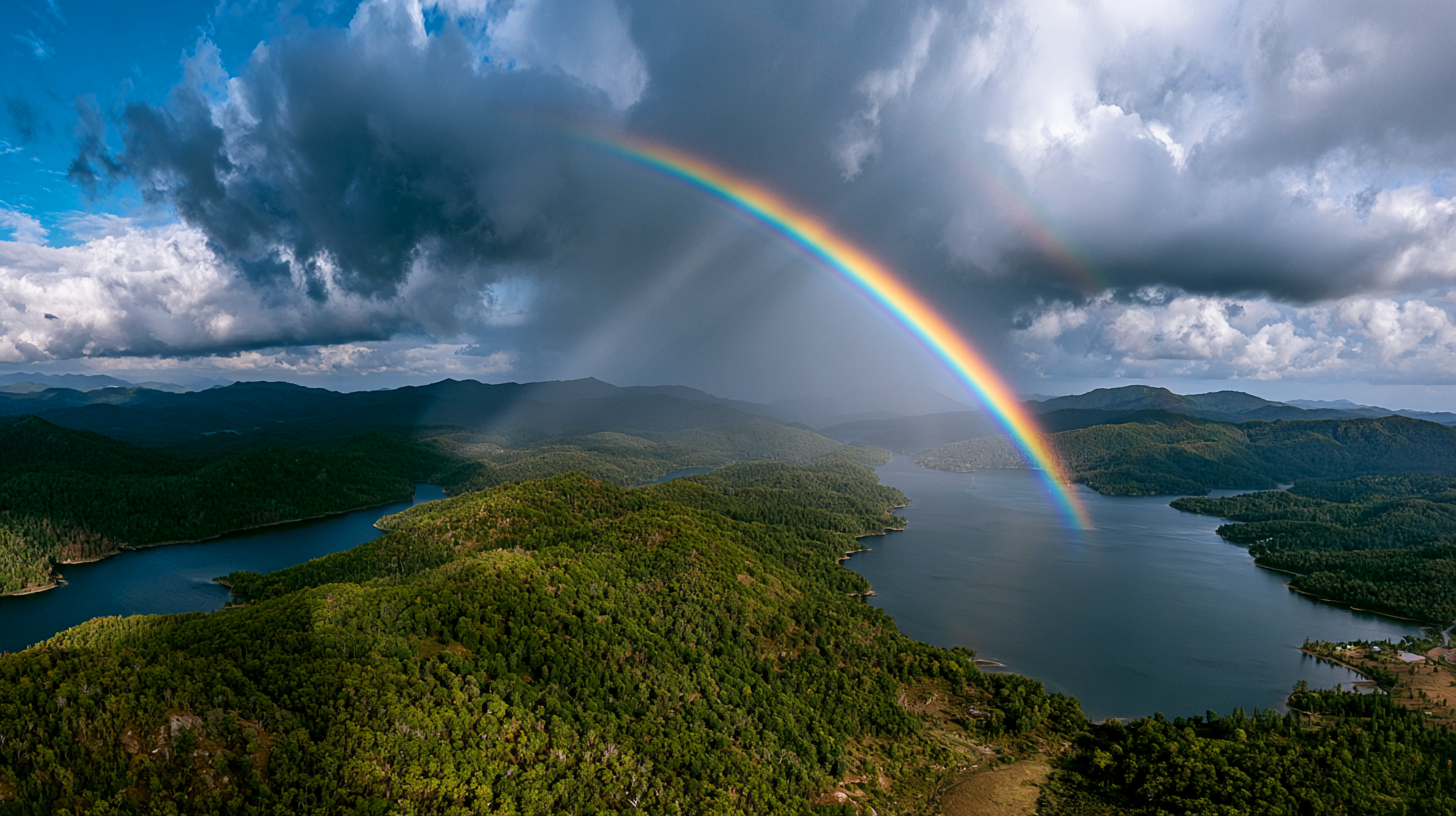 山水彩虹美丽风景