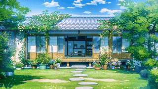 夏日木屋庭院