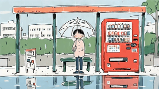 雨中公交站