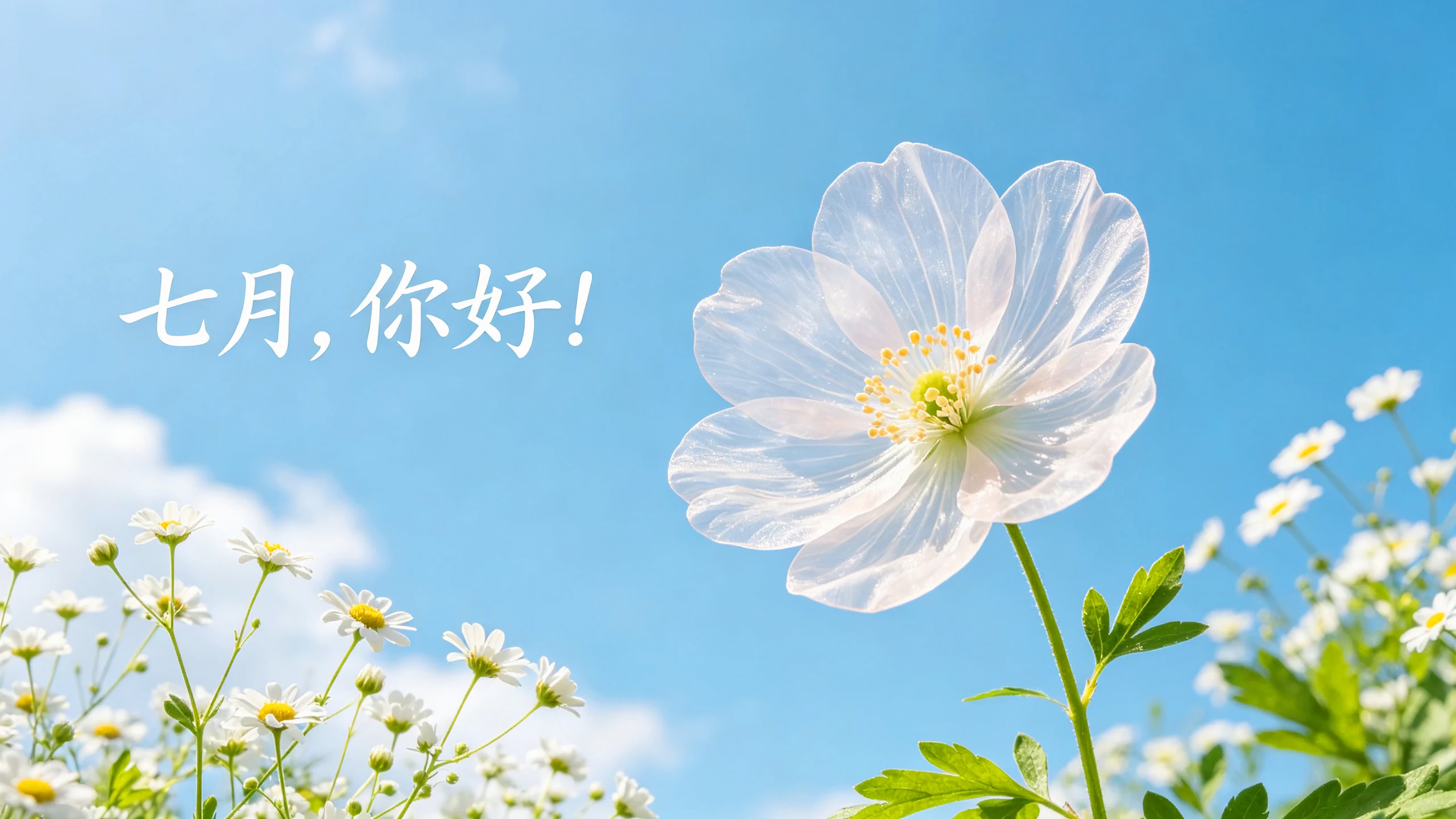 唯美的花花七月你好