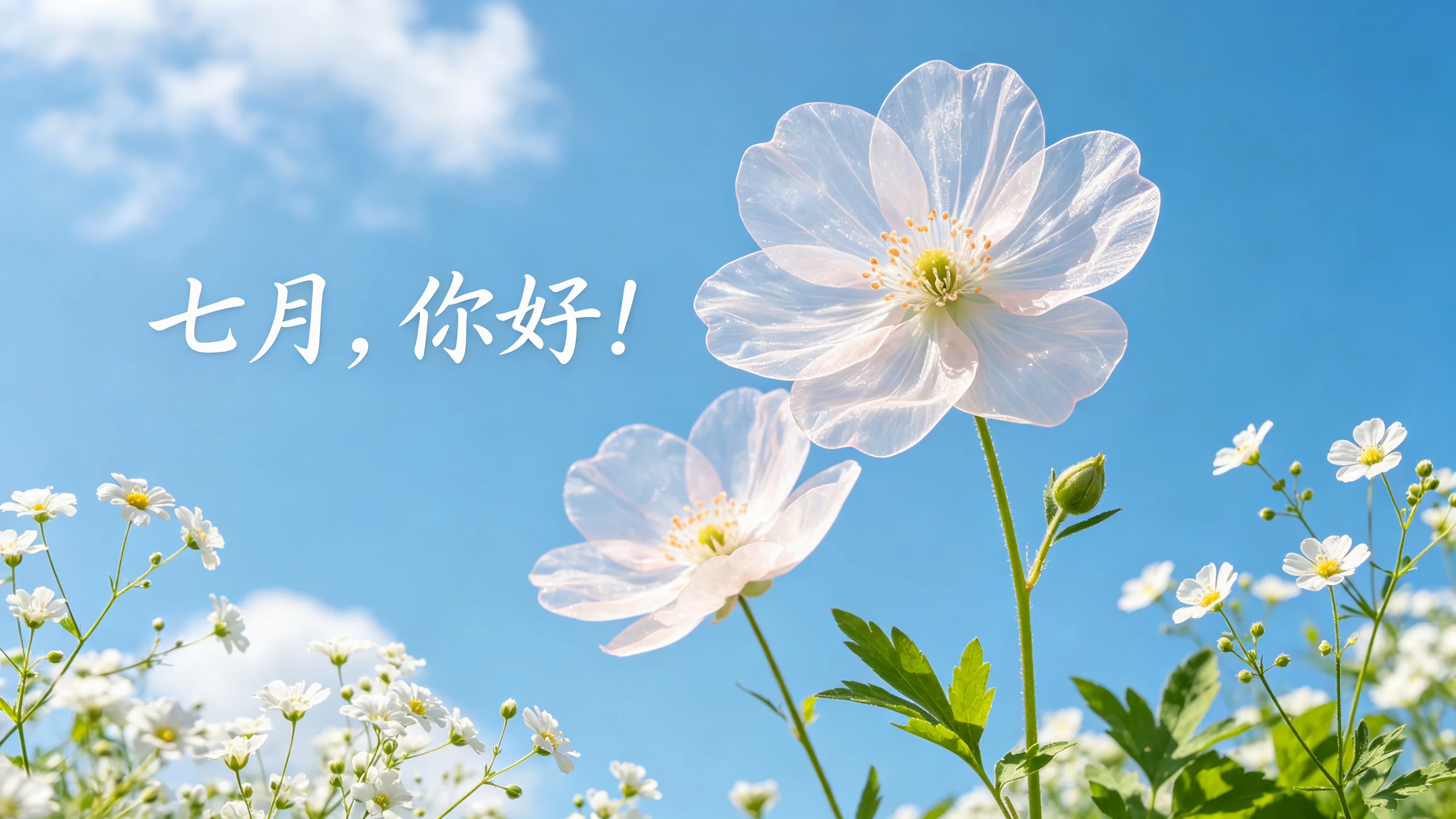 唯美的花花七月你好