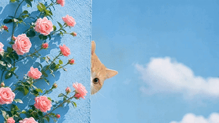 蔷薇探头猫