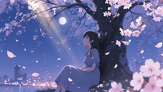 樱花下的少女