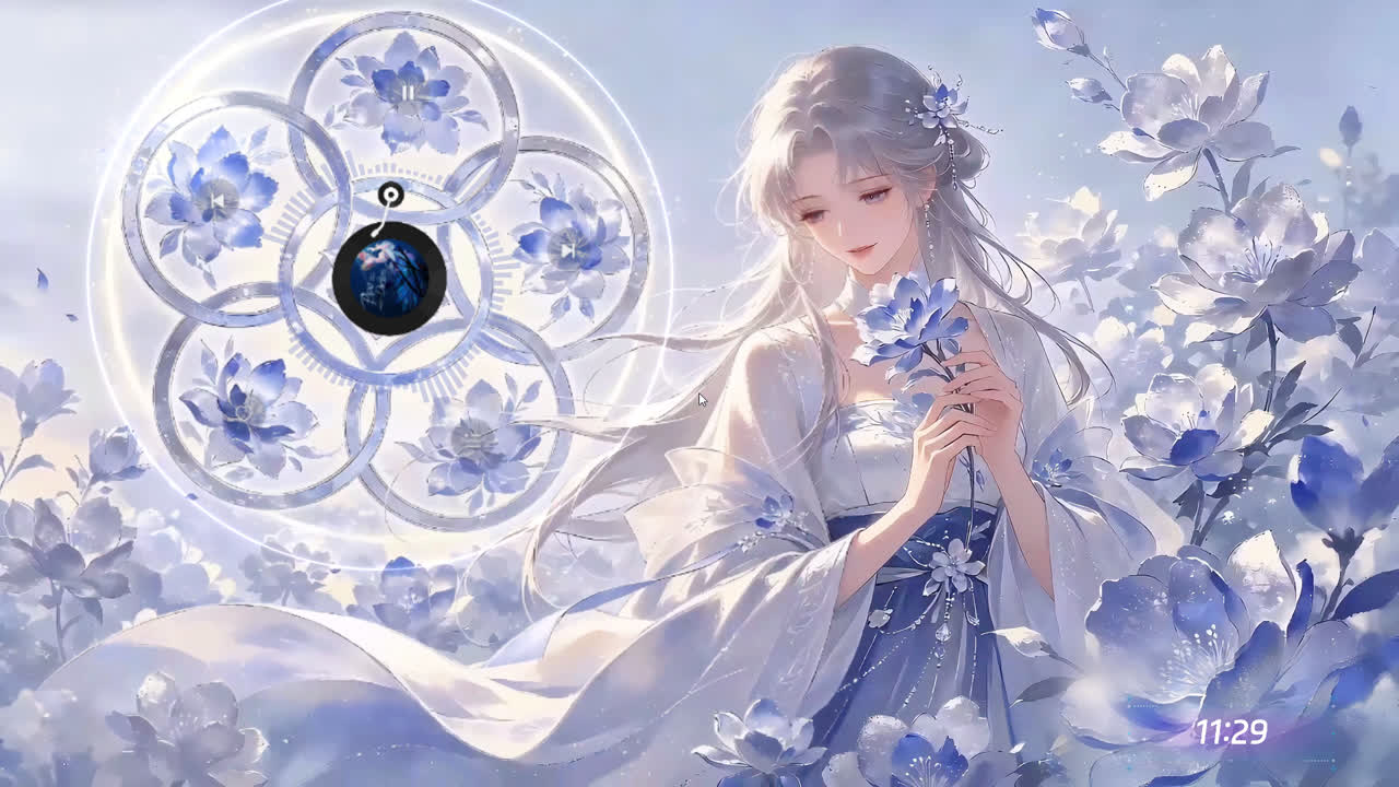 青花瓷芍药古风少女（音乐交互）
