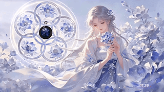 青花瓷芍药古风少女（音乐交互）
