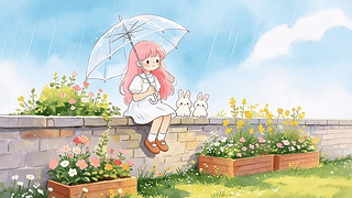 撑伞女孩