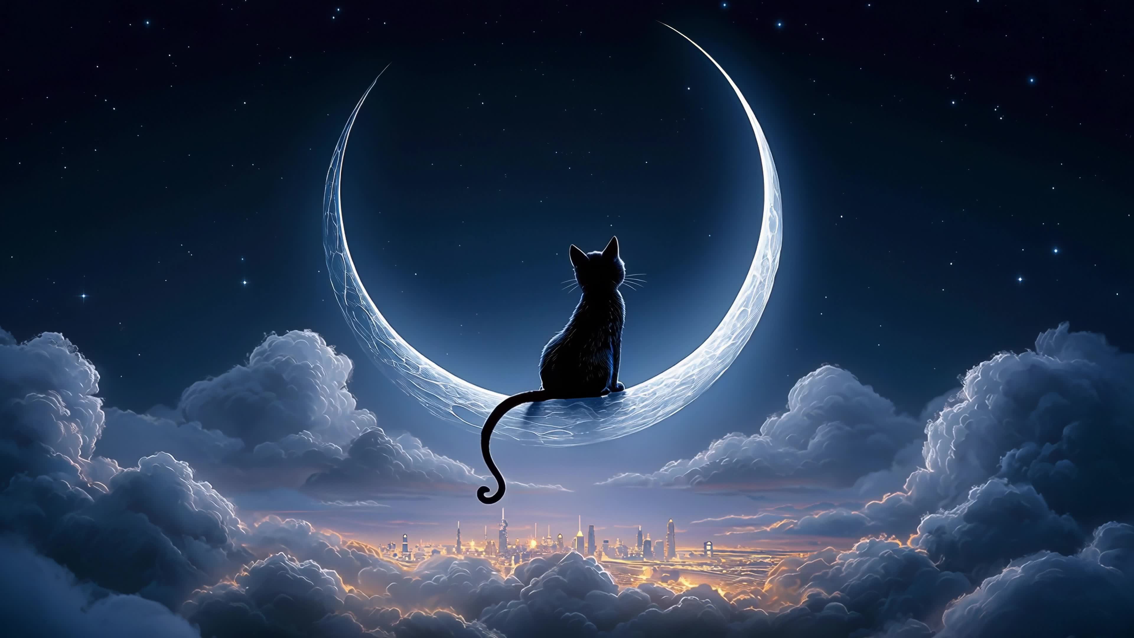 月亮上的小猫咪