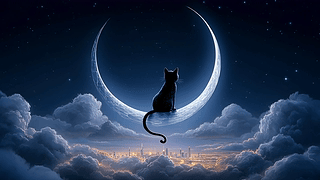 月亮上的小猫咪