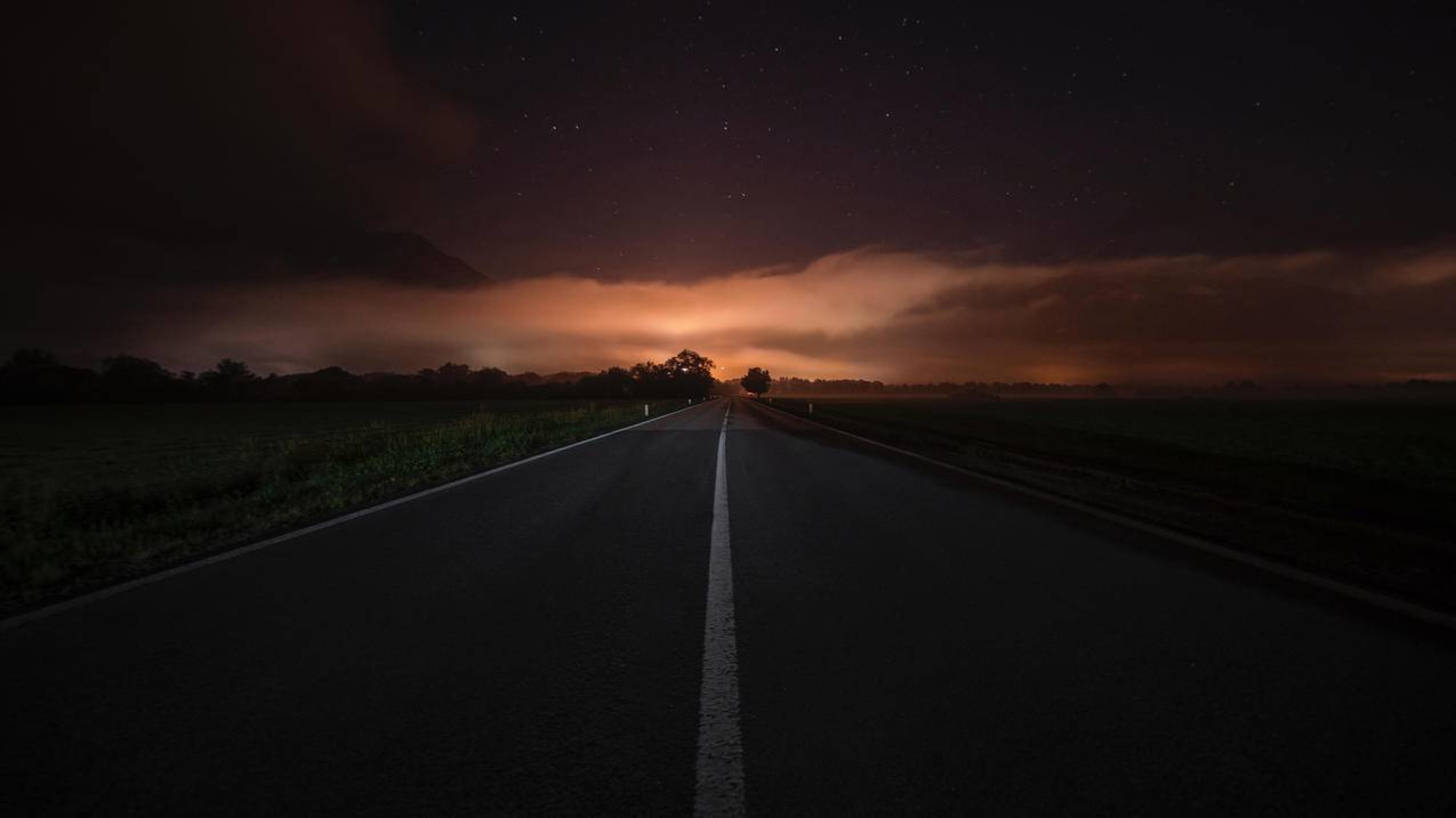 风景夕阳黄昏公路道路星空