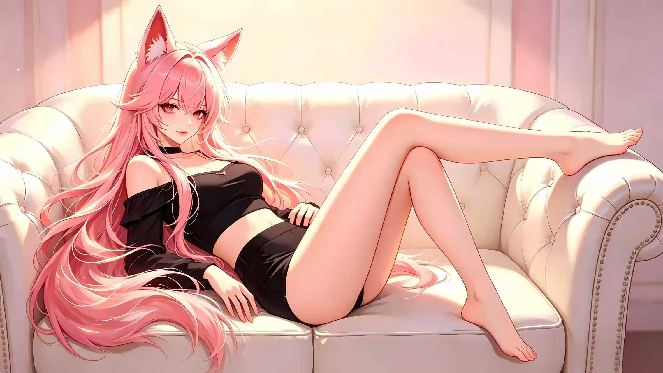 粉发狐耳少女动态壁纸