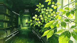 油画-绿植书屋长廊（3D音乐交互）