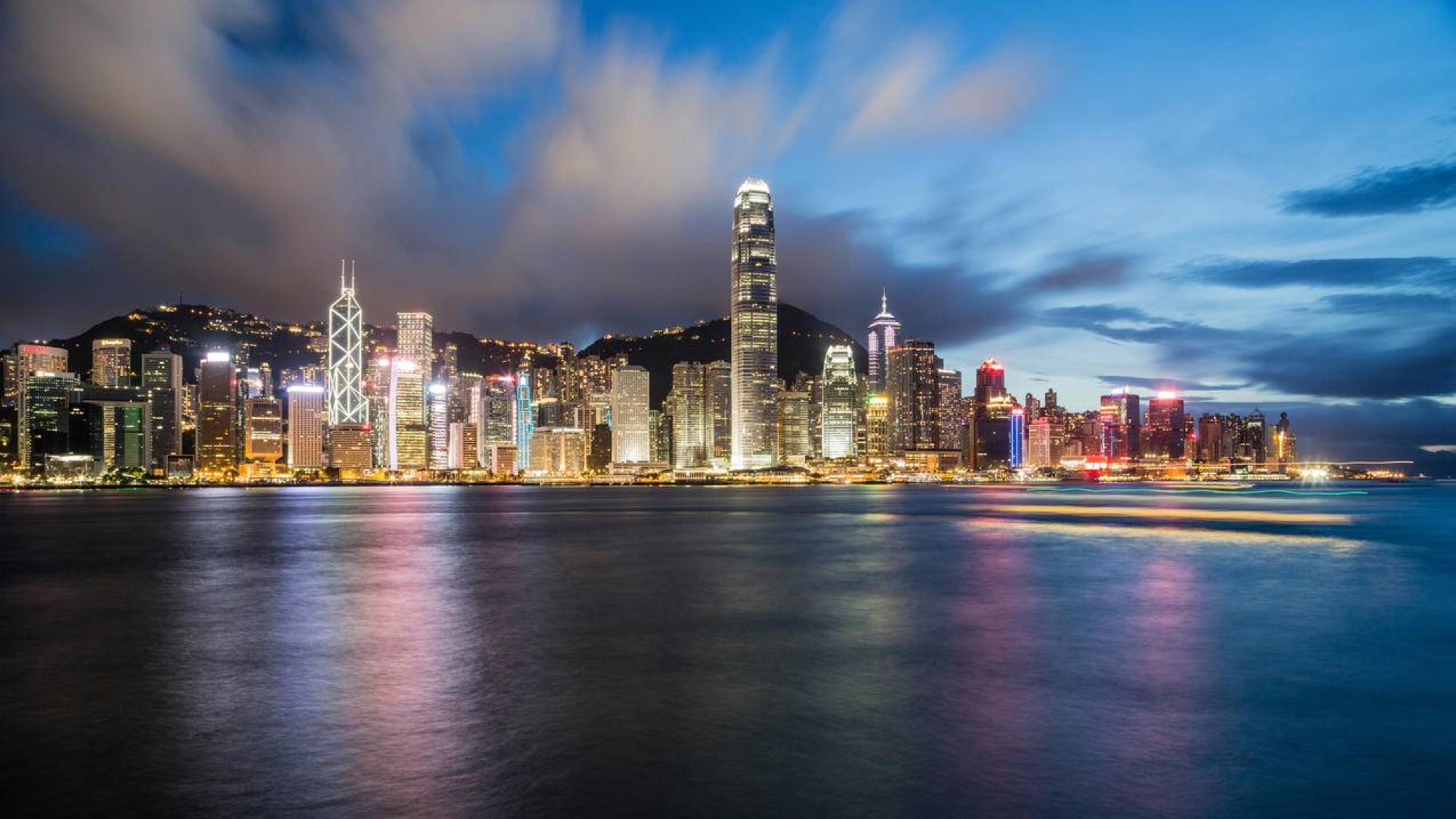 风景维多利亚港夜景香港