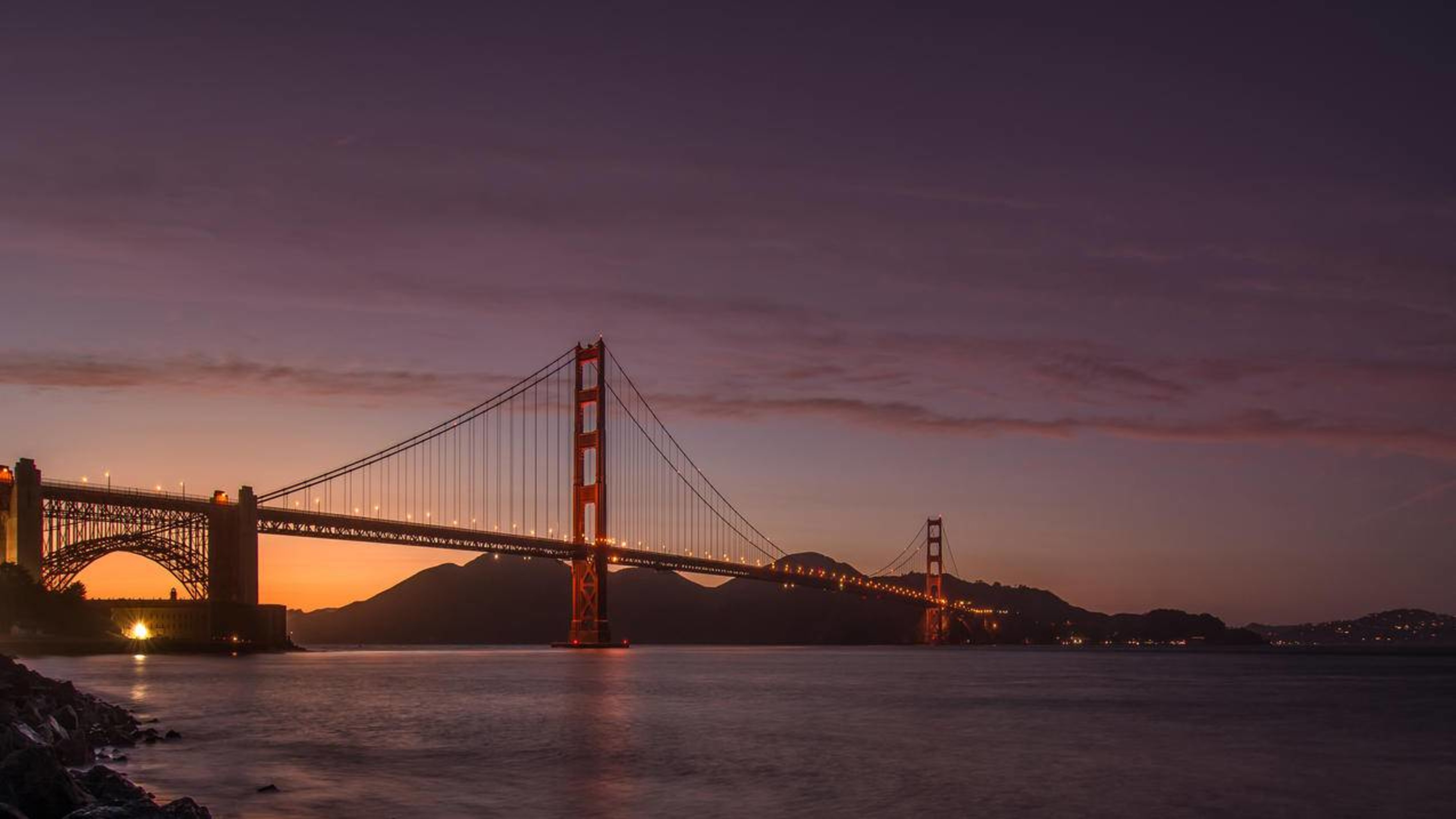 风景夕阳落日日落旧金山金门大桥
