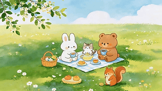 草地上野餐的小可爱们