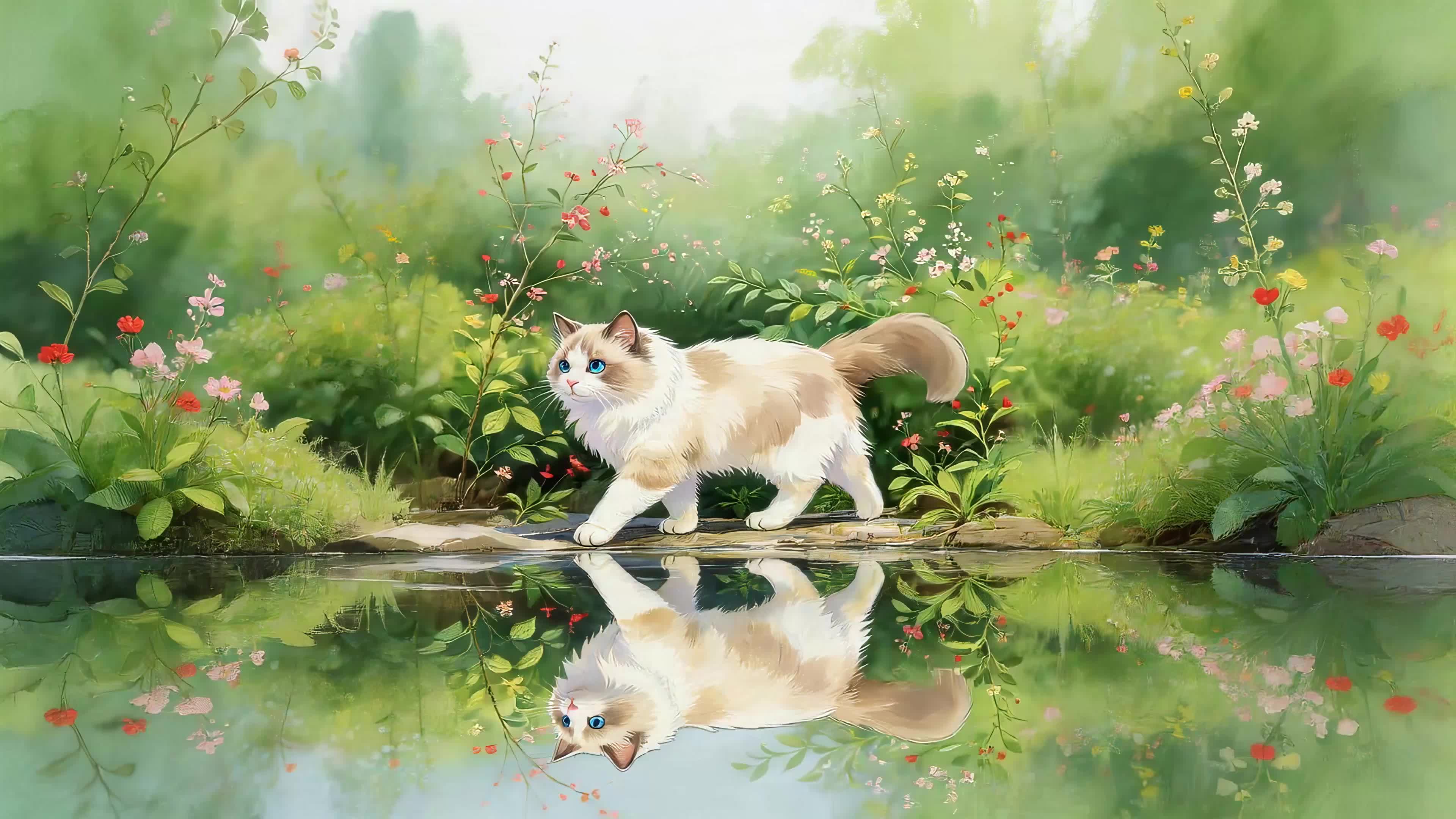 水边的猫咪