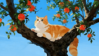 树杈上的猫咪