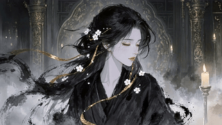 4K古风黑衣美女
