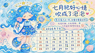 七月海洋主题日历壁纸