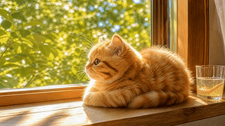 窗边橘猫