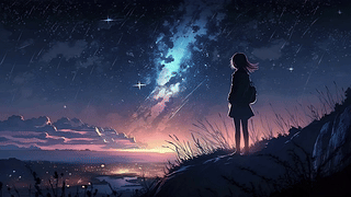 夜空下的女孩