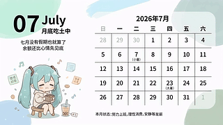 初音七月日历