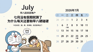 哆啦A梦七月日历
