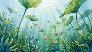 小鱼水草图