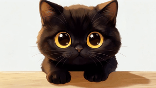 趴桌卖萌的小黑猫