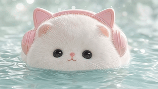 水上可爱小猫