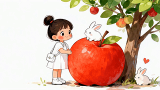 女孩与萌宠兔子