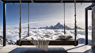 雪山窗景