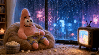 派大星雨夜宅家