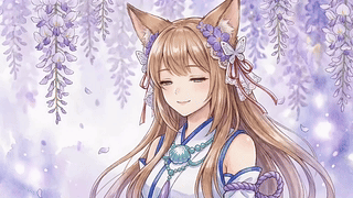 紫藤花下狐耳少女