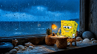 海绵宝宝雨夜学习
