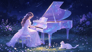 夜晚钢琴女孩