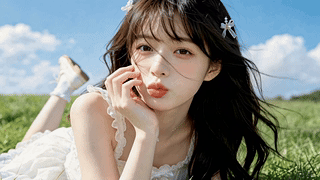 草地清纯少女