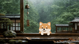 躲雨的狗狗
