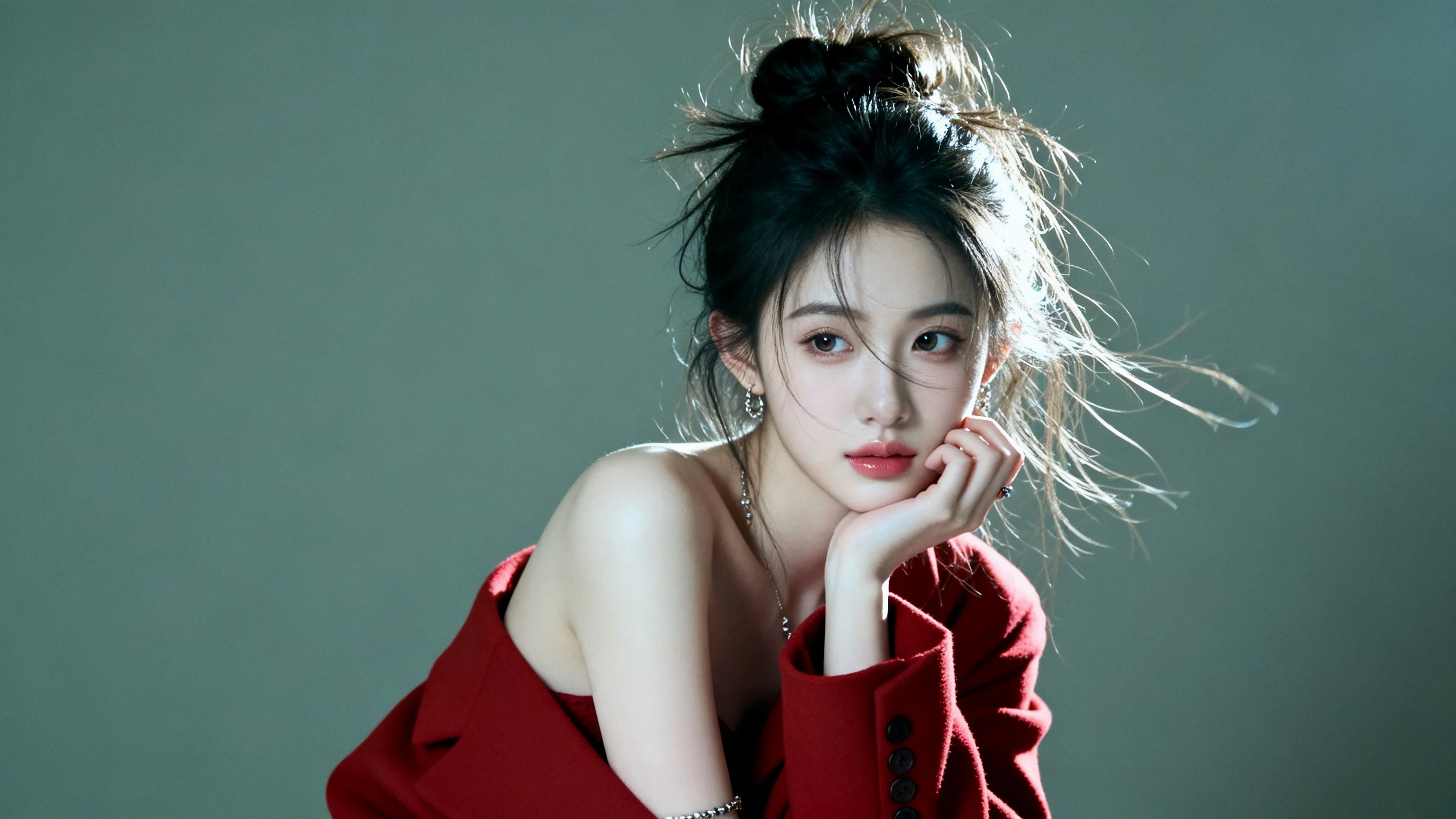 丸子头气质美女