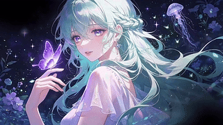 梦幻花海绿发少女