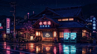 雨夜汤屋街景
