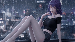 雨夜窗边