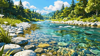 山林清涧碧溪
