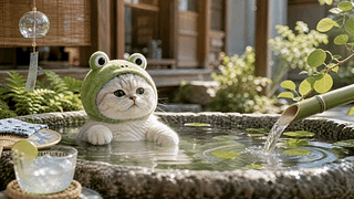 夏日庭院纳凉猫咪