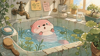 泡澡小水獭