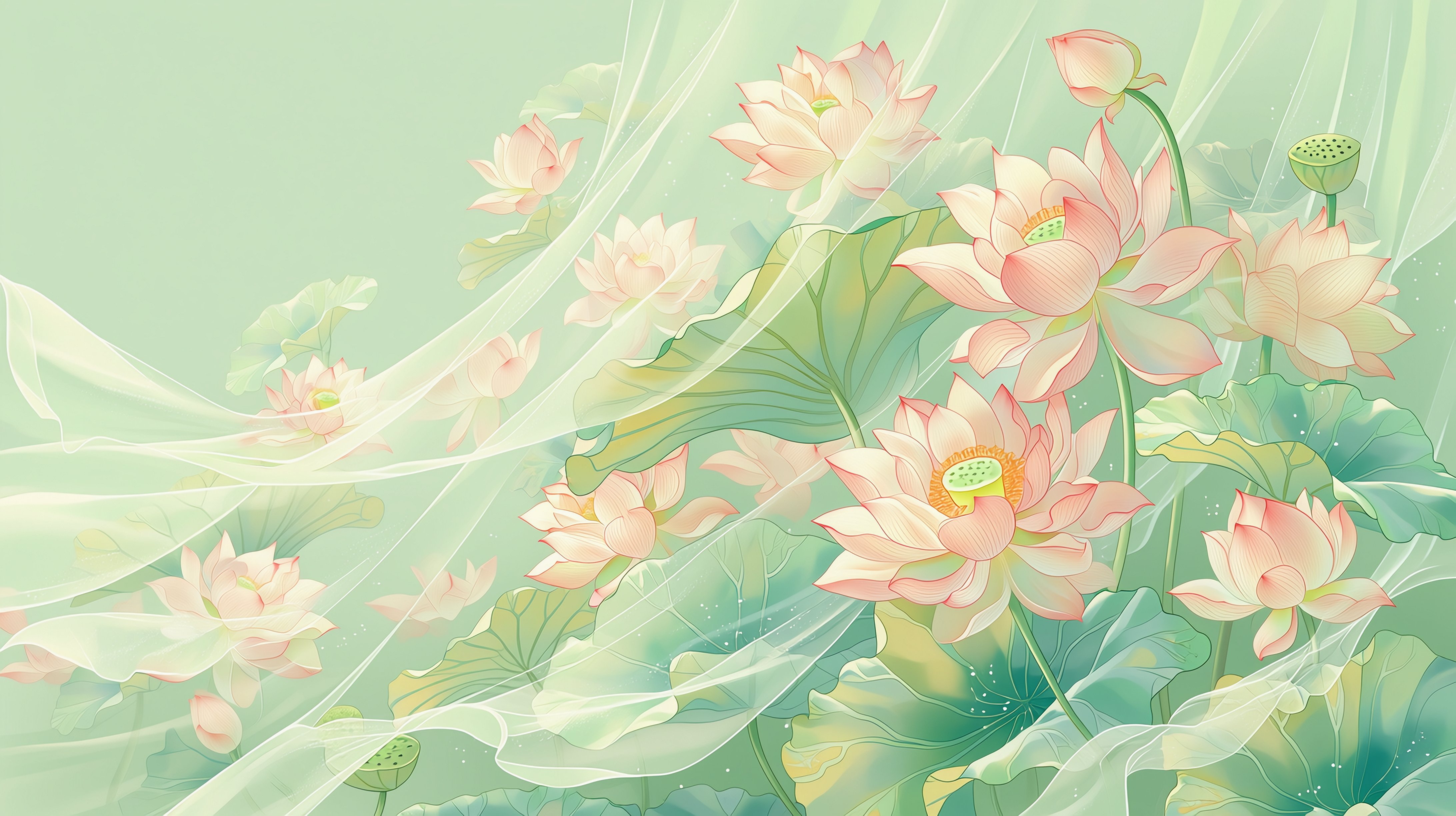 唯美的荷花插画